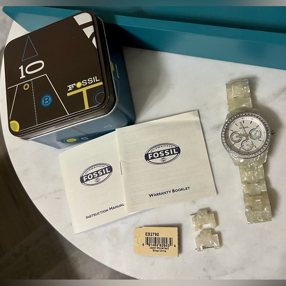 RARE Fossil Stella model ES2790 crystal accent resin analog quartz watch - Picture 2 of 9